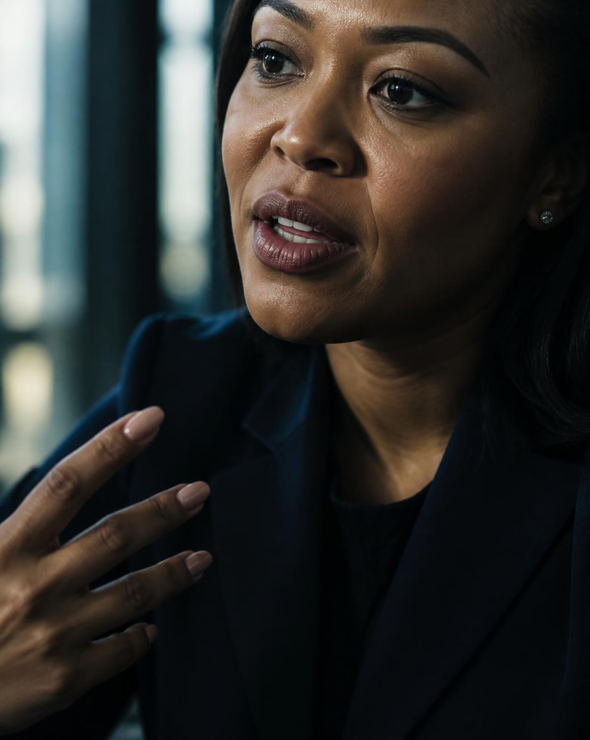 A candidate in conversation during an interview